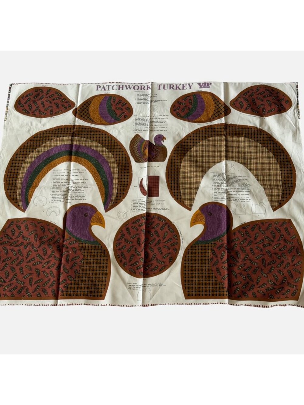 Patchwork Turkey Craft Fabric Panel VIP Cranston Sew Cut Cotton Autumn USA